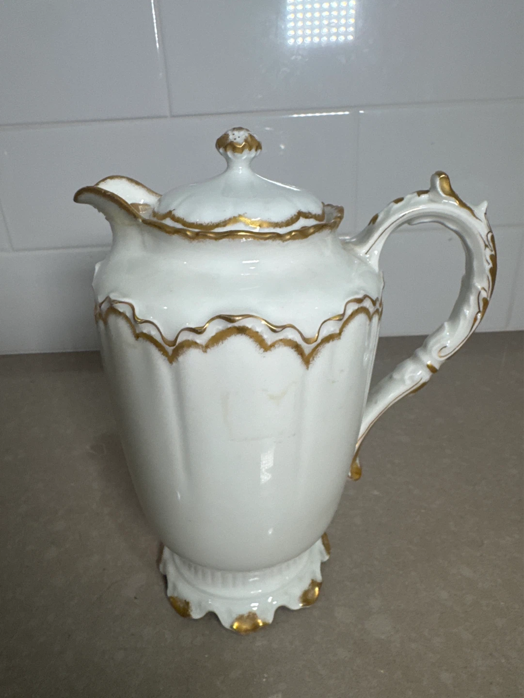 Haviland France Porcelain Coffee Pot with Gold Trim - photo 3