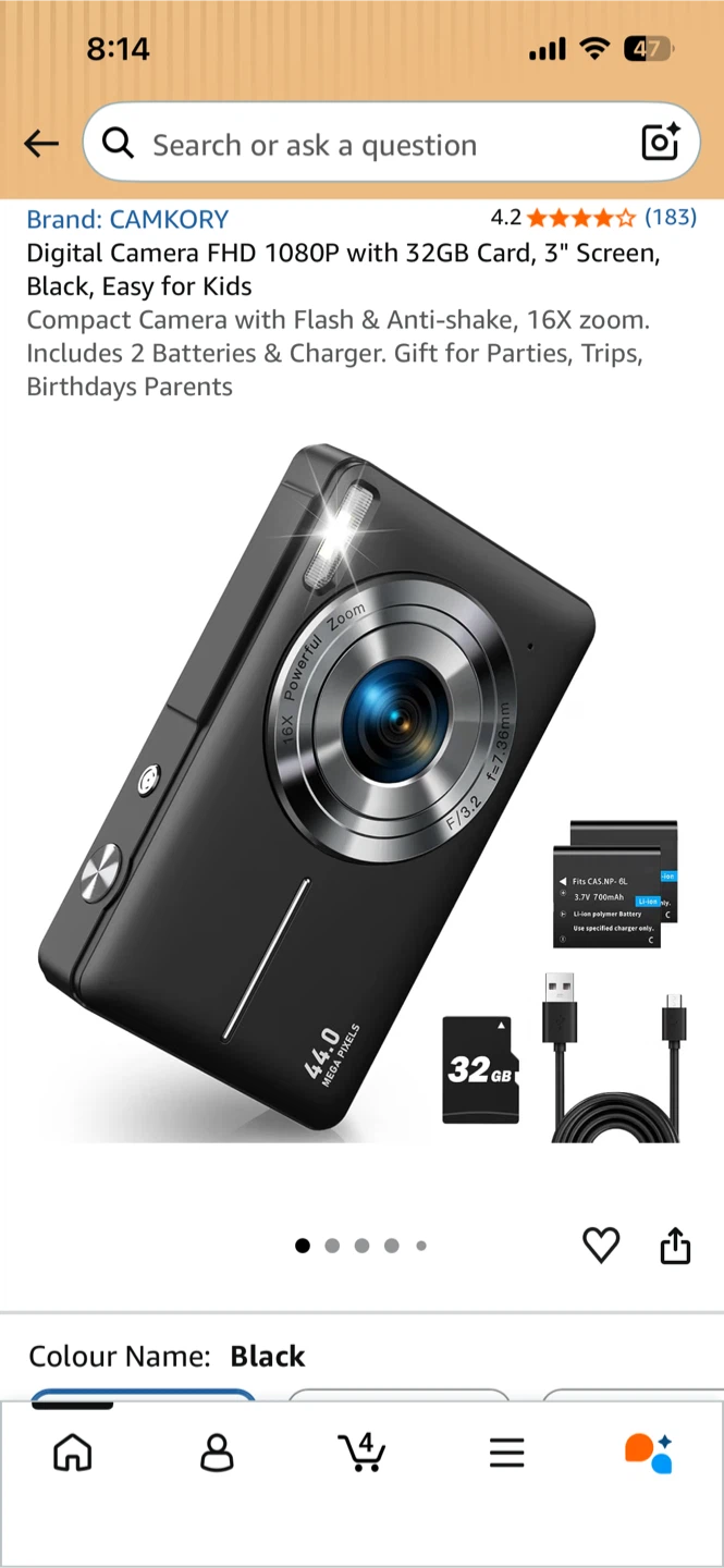 Black 44MP Digital Camera – 16X Zoom - photo 4