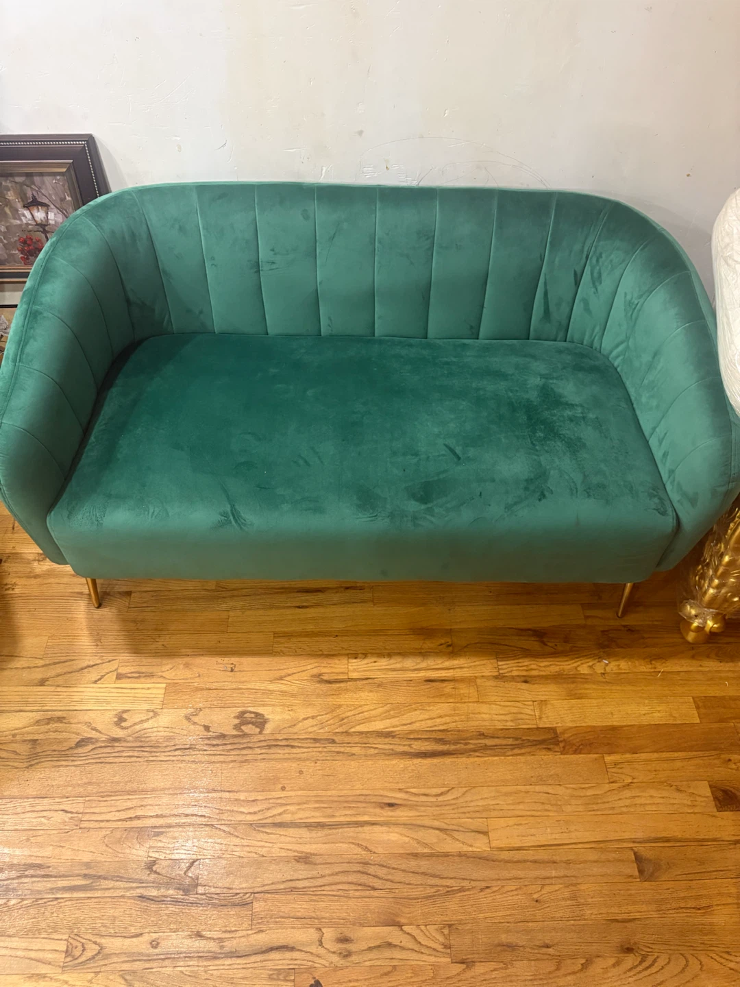 Emerald Green Velvet Loveseat