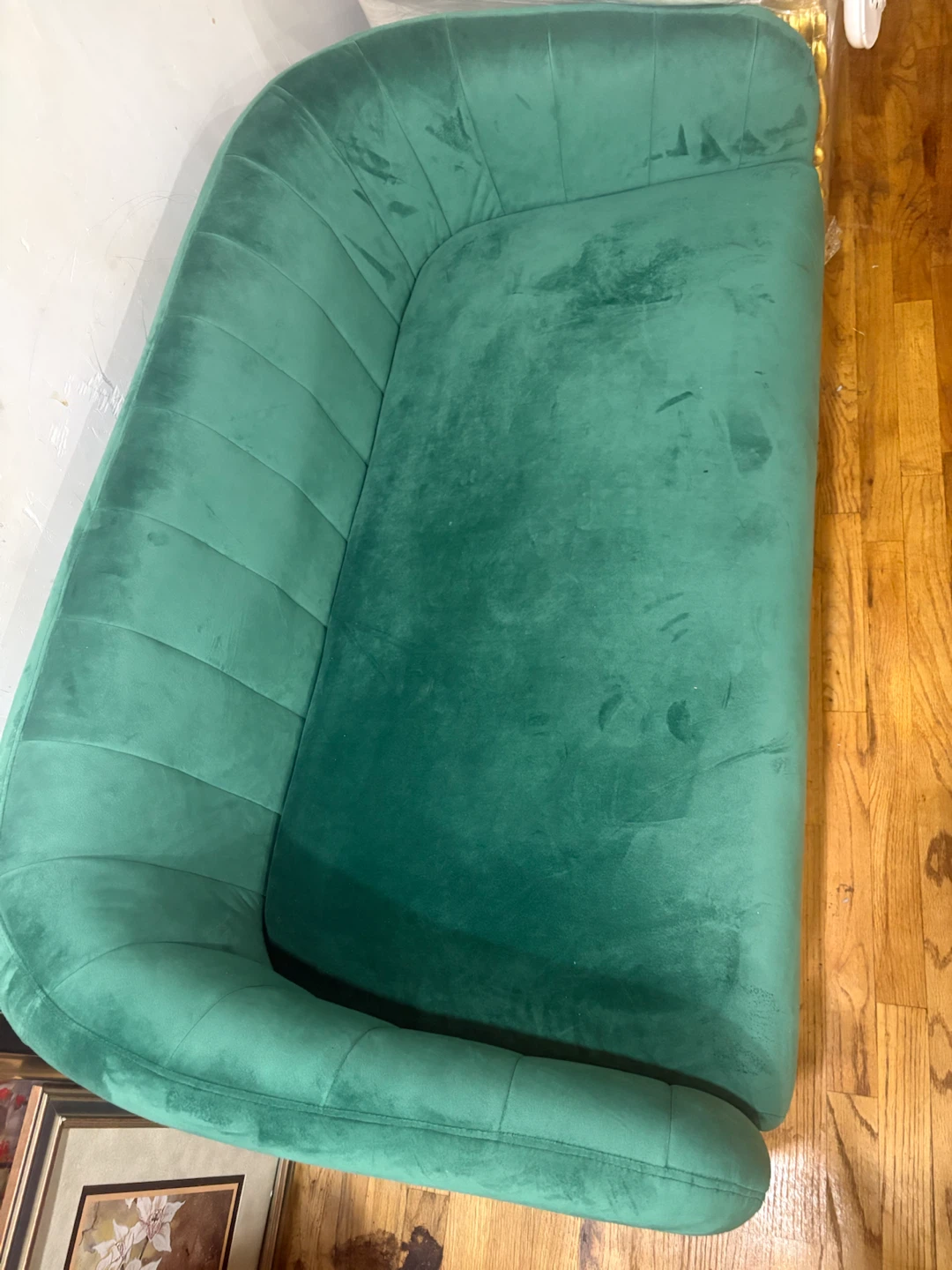 Emerald Green Velvet Loveseat - photo 2