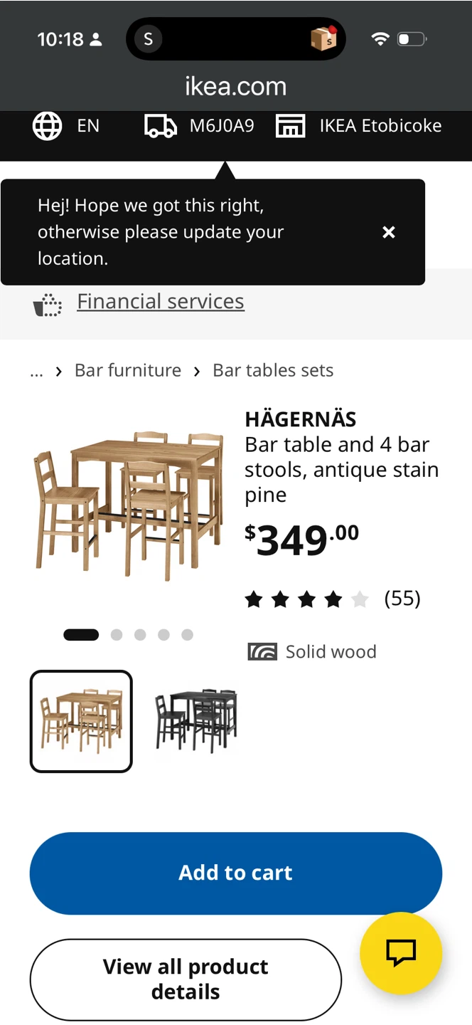 Very good price NEW IKEA HÄGERNÄS Bar Table and 4 Stools Set - photo 3