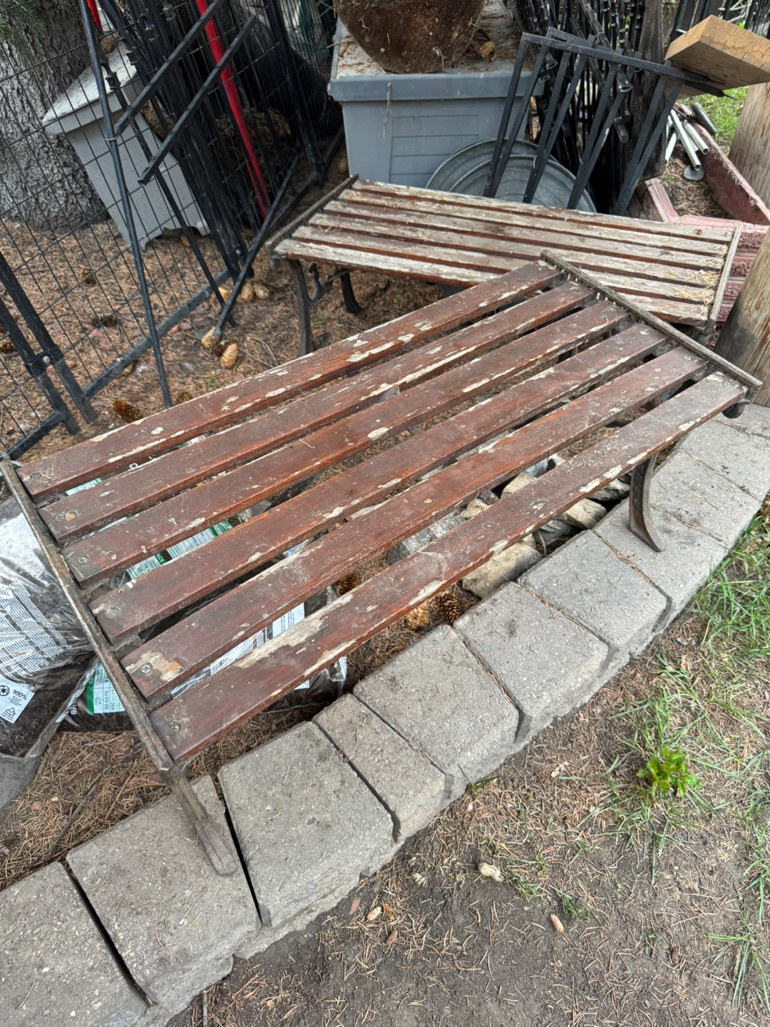 Wooden Slatted Park Bench