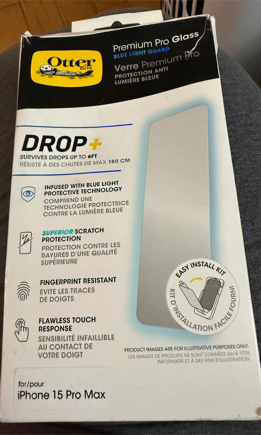 OtterBox Premium Pro Glass Blue Guard for iPhone 15 Pro Max