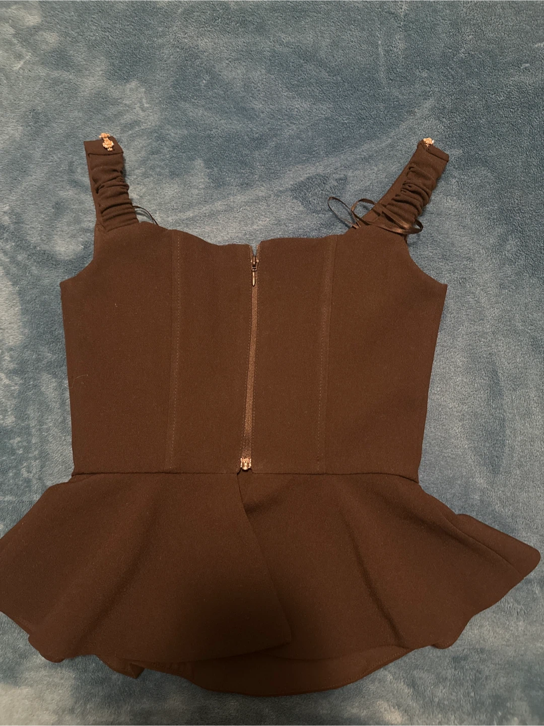 DYNAMITE Black Peplum Top with Embellished Neckline - photo 3