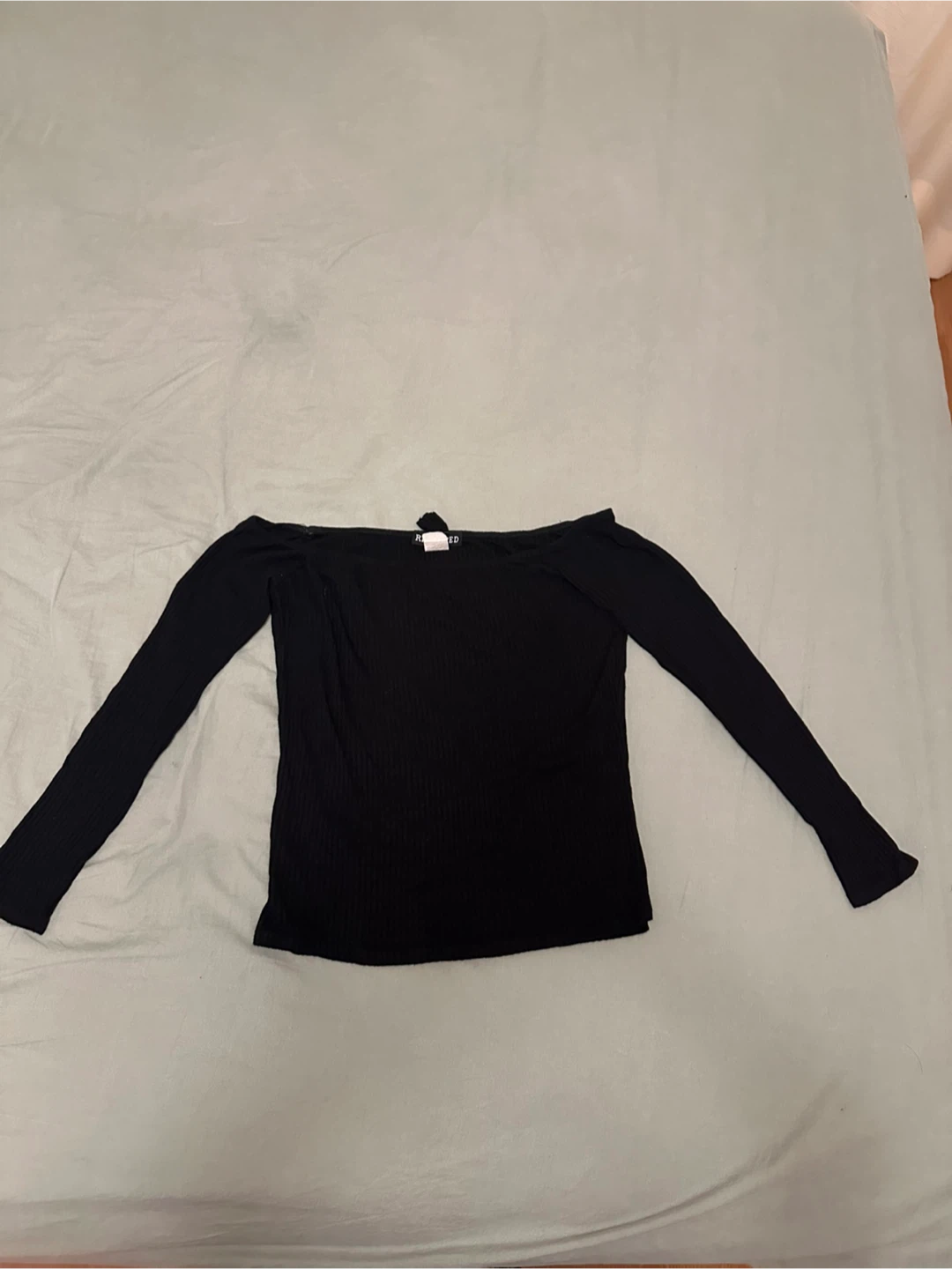 Black Off-the-Shoulder Long-Sleeve Top