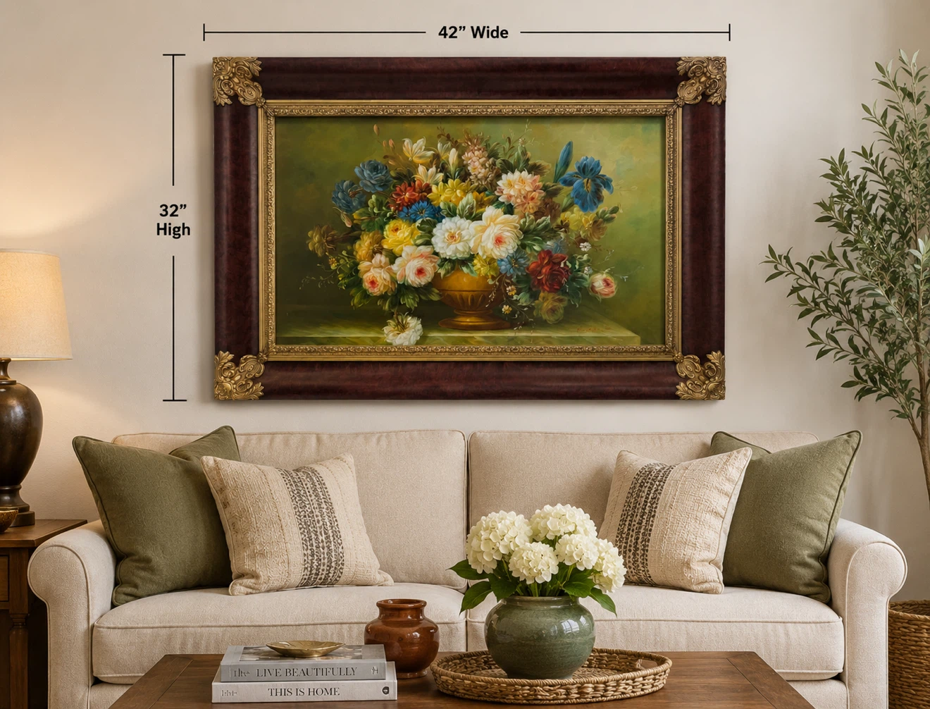 Vintage 1960s MCM Oil on Canvas in a Ornate Frame-Signed
