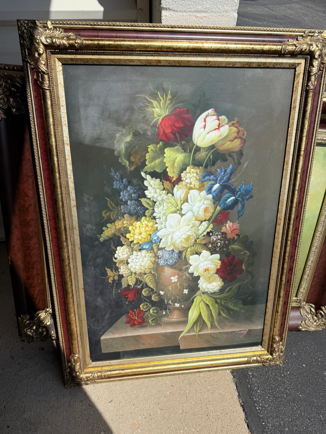 VTG 1960’s Oil On Canvas Floral Still Life in Ornate Frame - photo 5