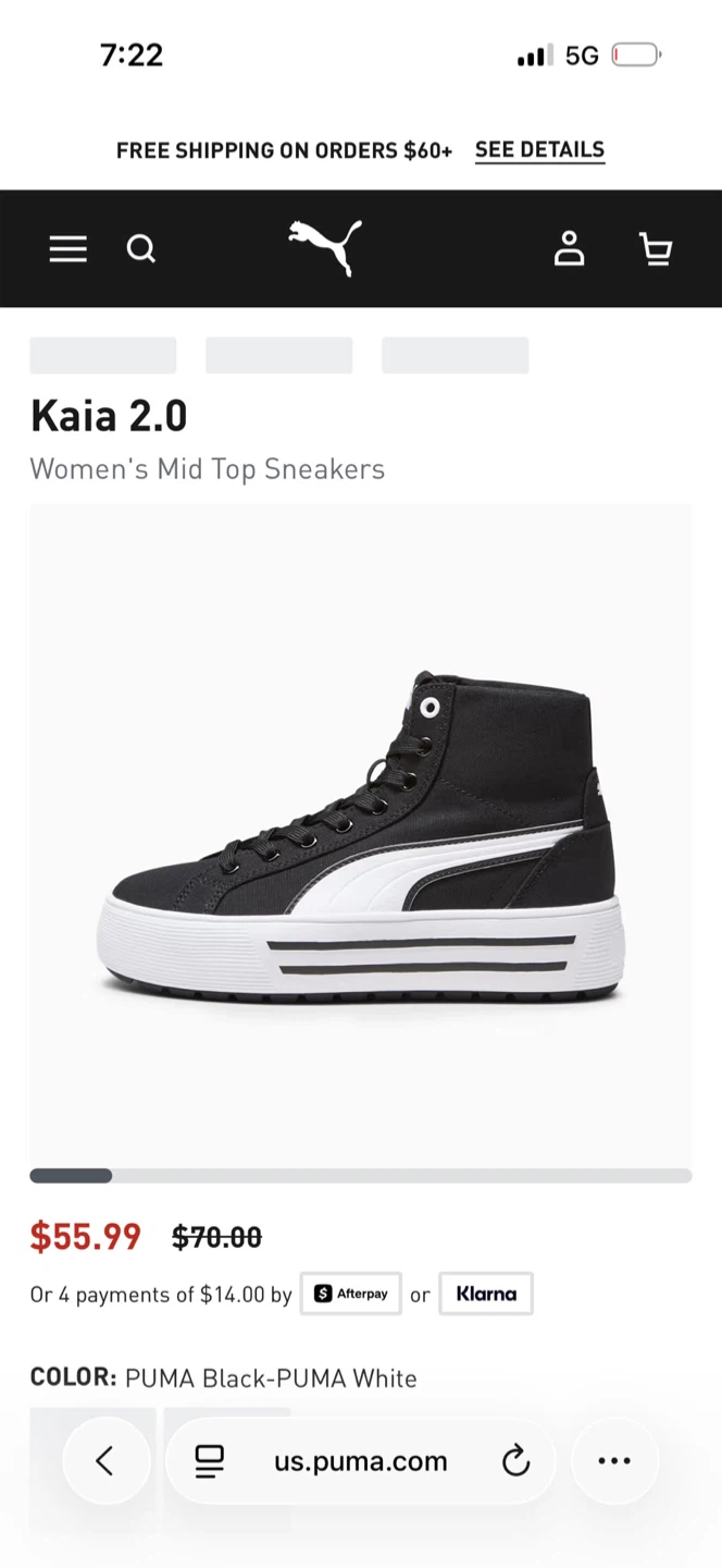 Puma Kaia 2.0 Women's Mid Top Sneakers Black White