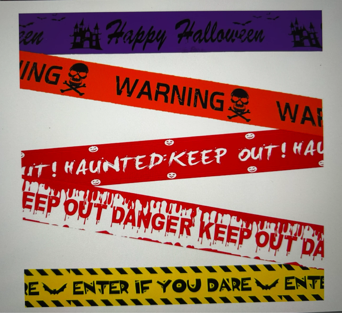 5 PCS Fright Tape Halloween Warning Tape Set
