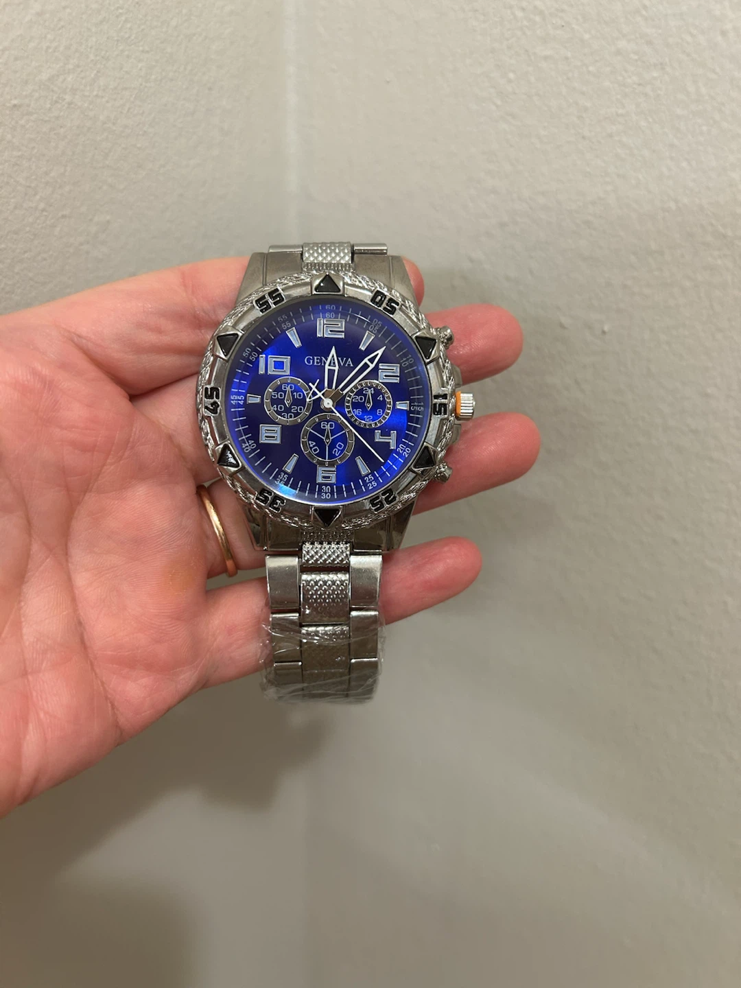 Brand New Men's Silver Watch with Blue Dial