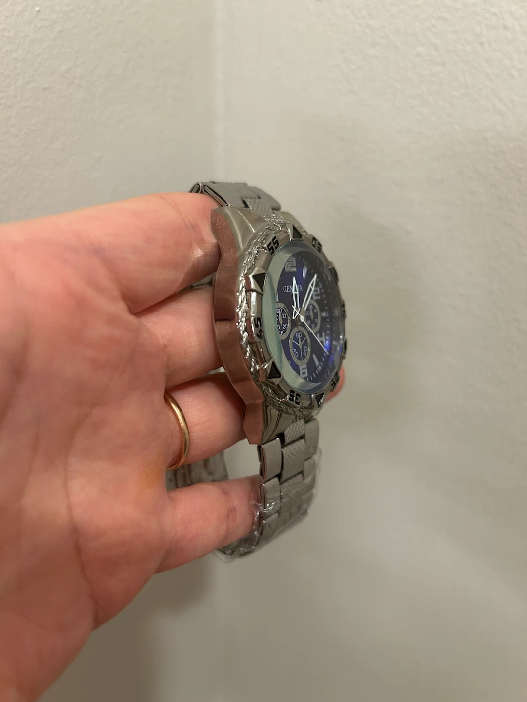 Brand New Men's Silver Watch with Blue Dial - photo 3