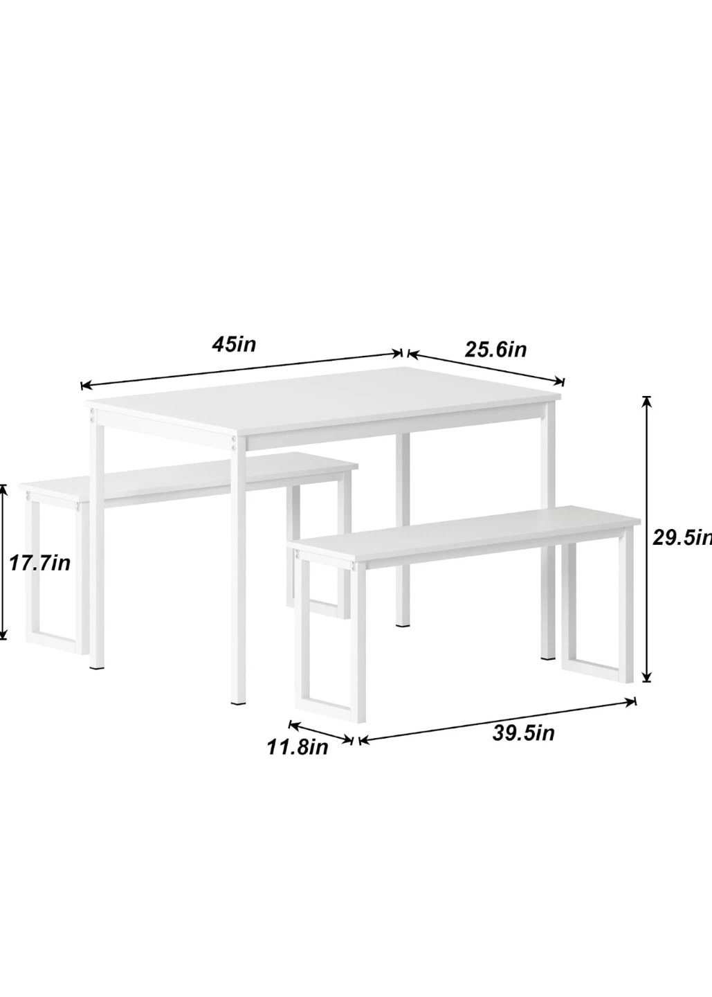 White Dining Table with 2 Stools - photo 5