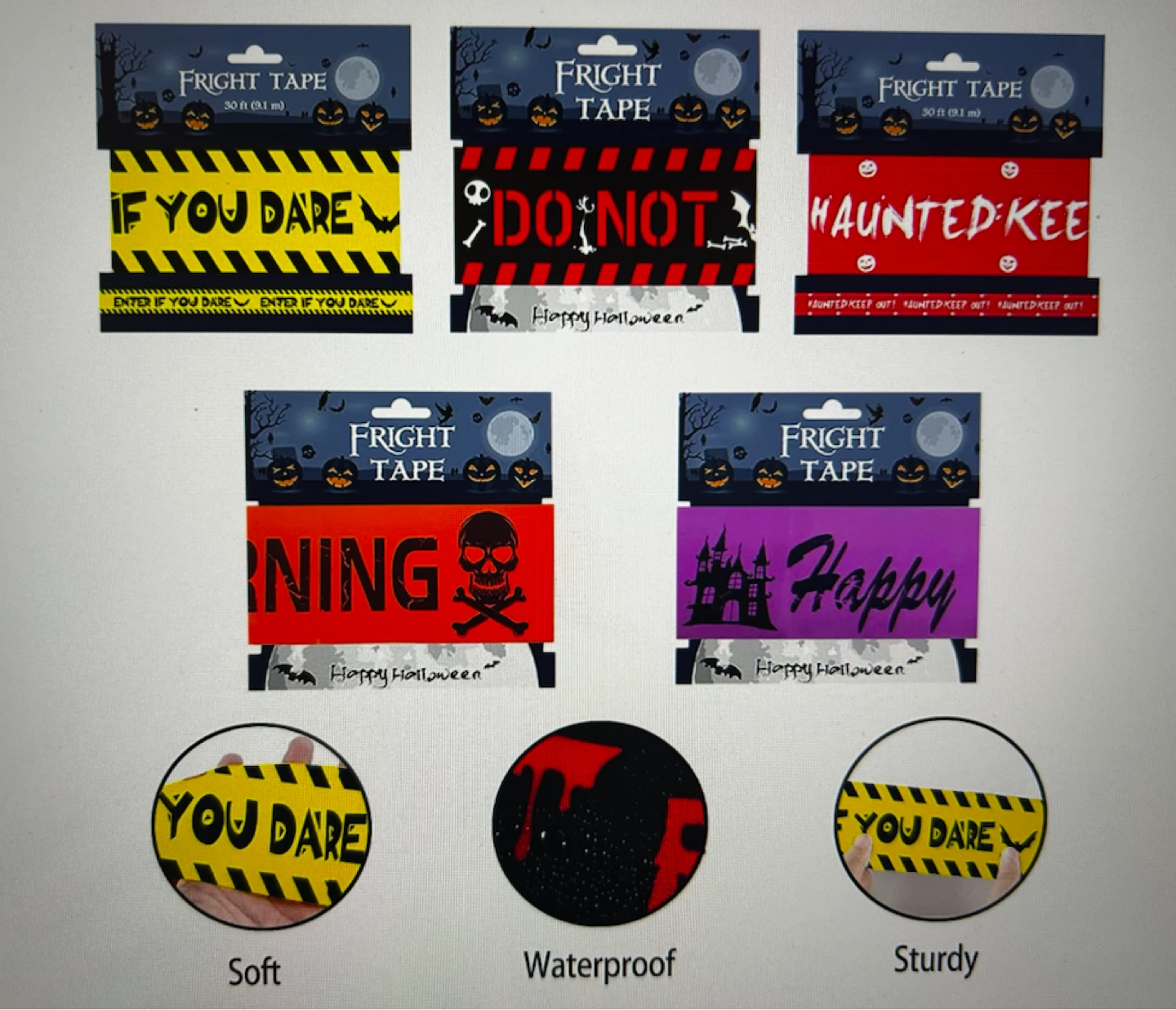 5 PCS Fright Tape Halloween Warning Tape Set - photo 4