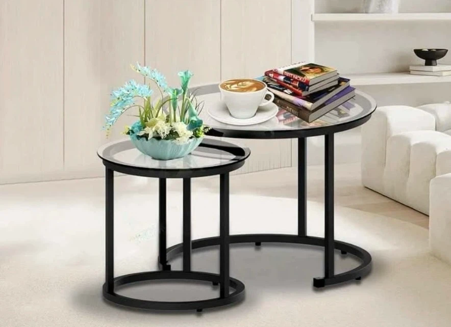 Nesting Side Tables with Glass Tops - photo 2