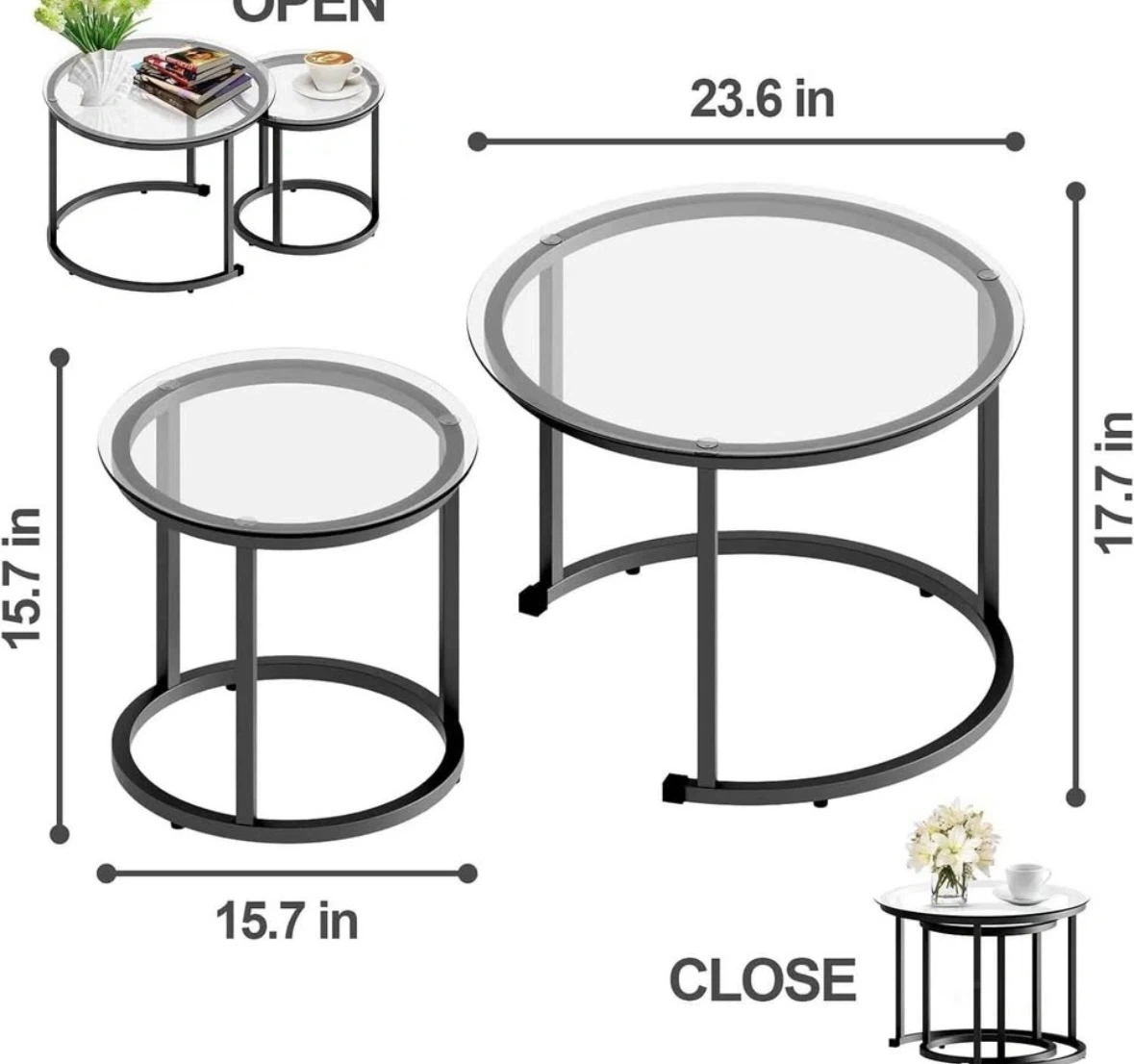 Nesting Side Tables with Glass Tops - photo 3