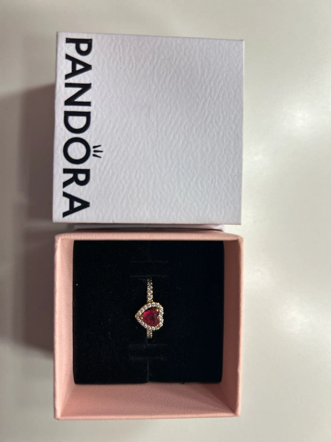 Brand new Red diamond heart pandora ring