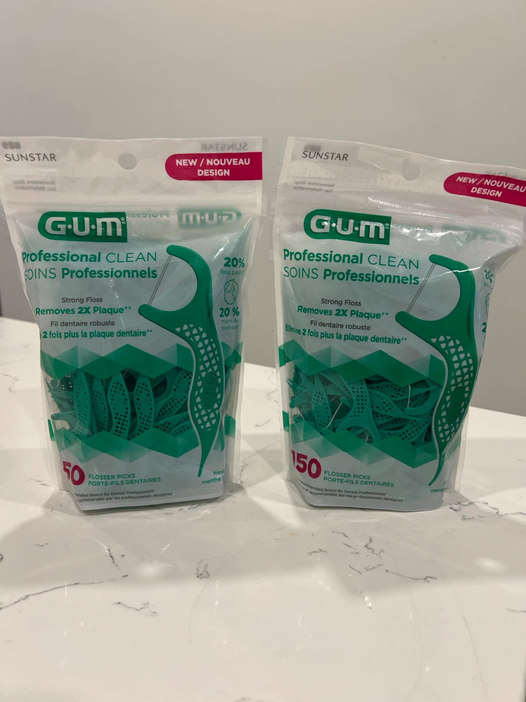 GUM Professional Clean Flosser Picks - 2x 150 Pack