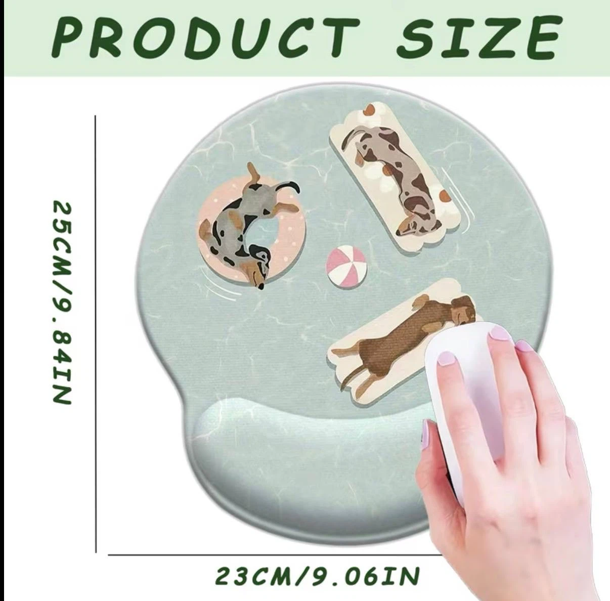 Cute Dachshund Pool Party Mouse Pad with Wrist Rest - photo 2