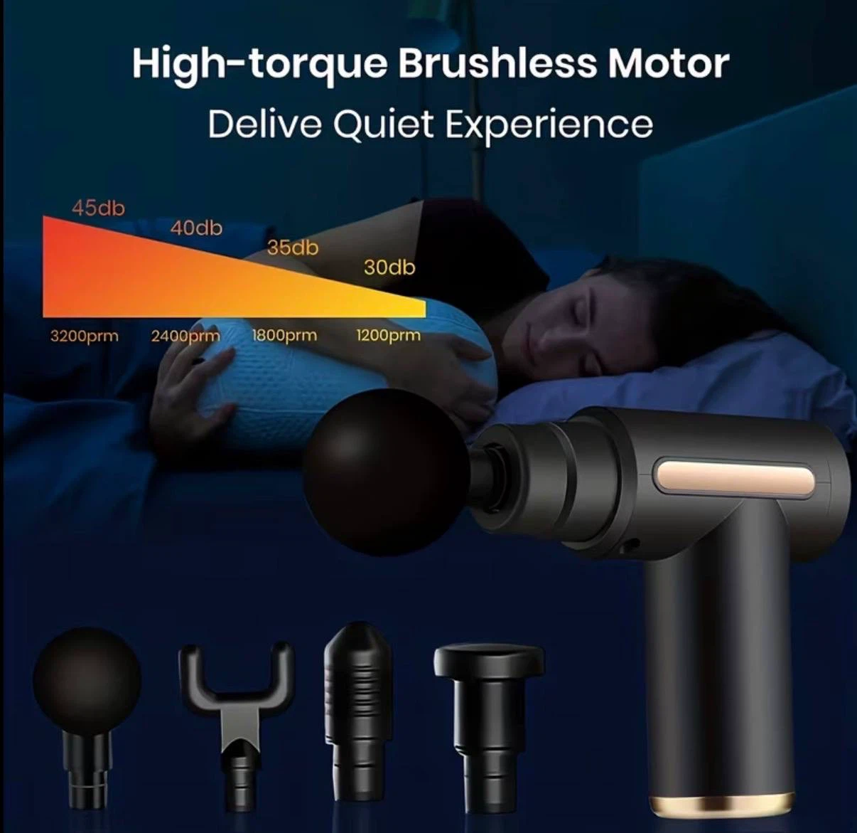 Portable Mini Percussion Massage Gun with 4 Attachments - photo 3