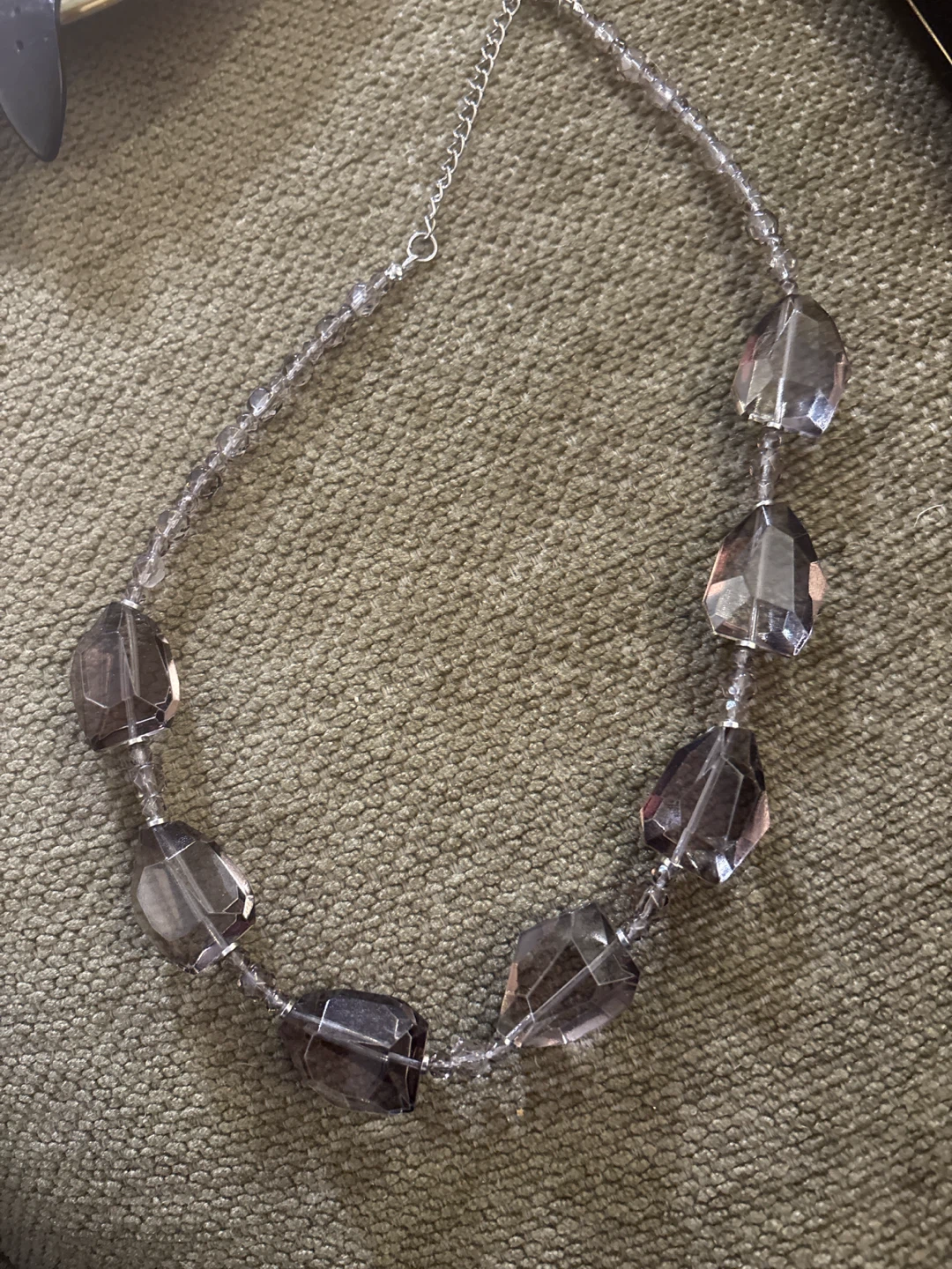Grey Faceted smoky quartz glass Necklace