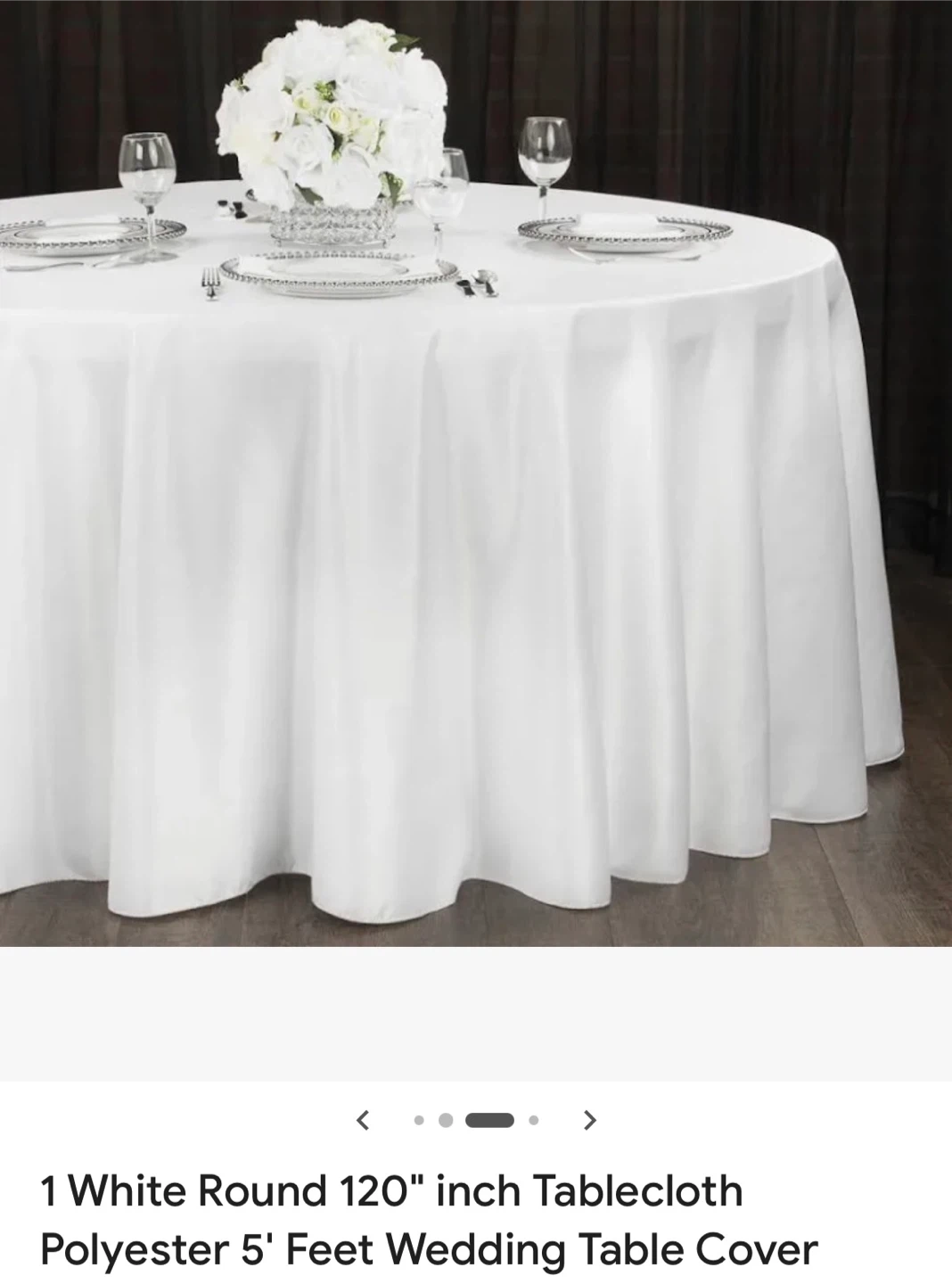 White Polyester Round Tablecloth - 120 inch