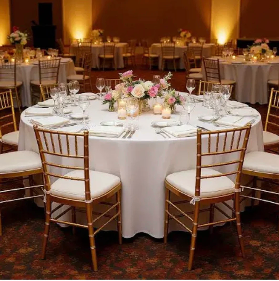 White Polyester Round Tablecloth - 120 inch - photo 2