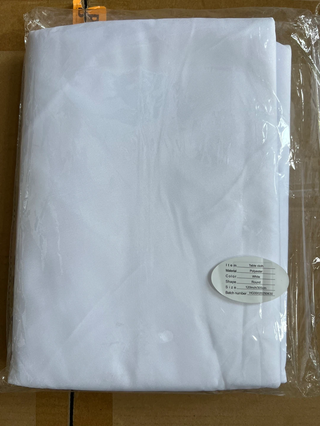 White Polyester Round Tablecloth - 120 inch - photo 3