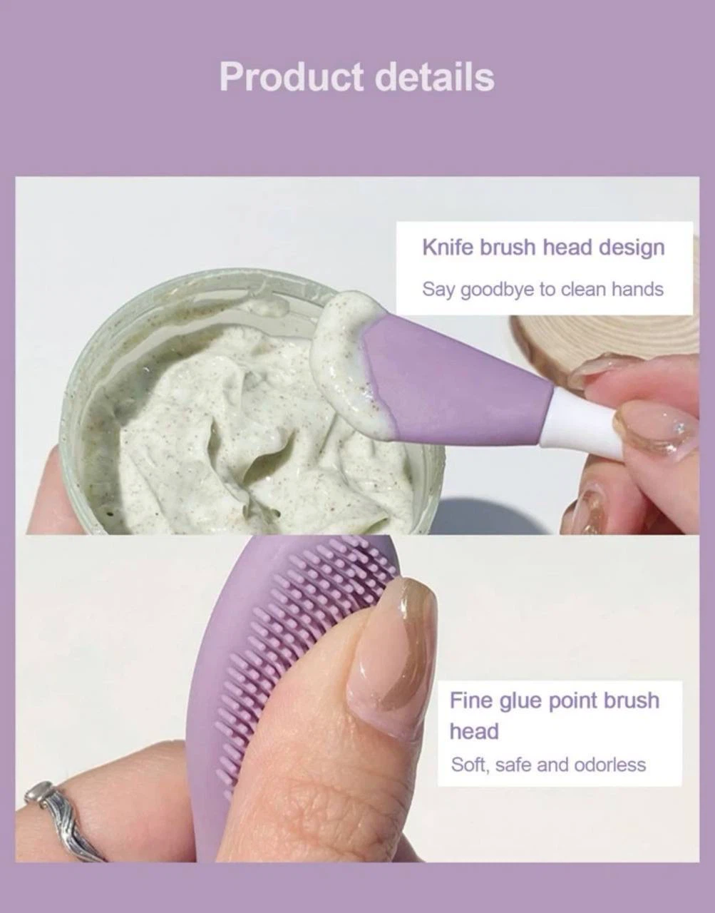 Double head silicone face mask brush , massager , spatula - photo 5