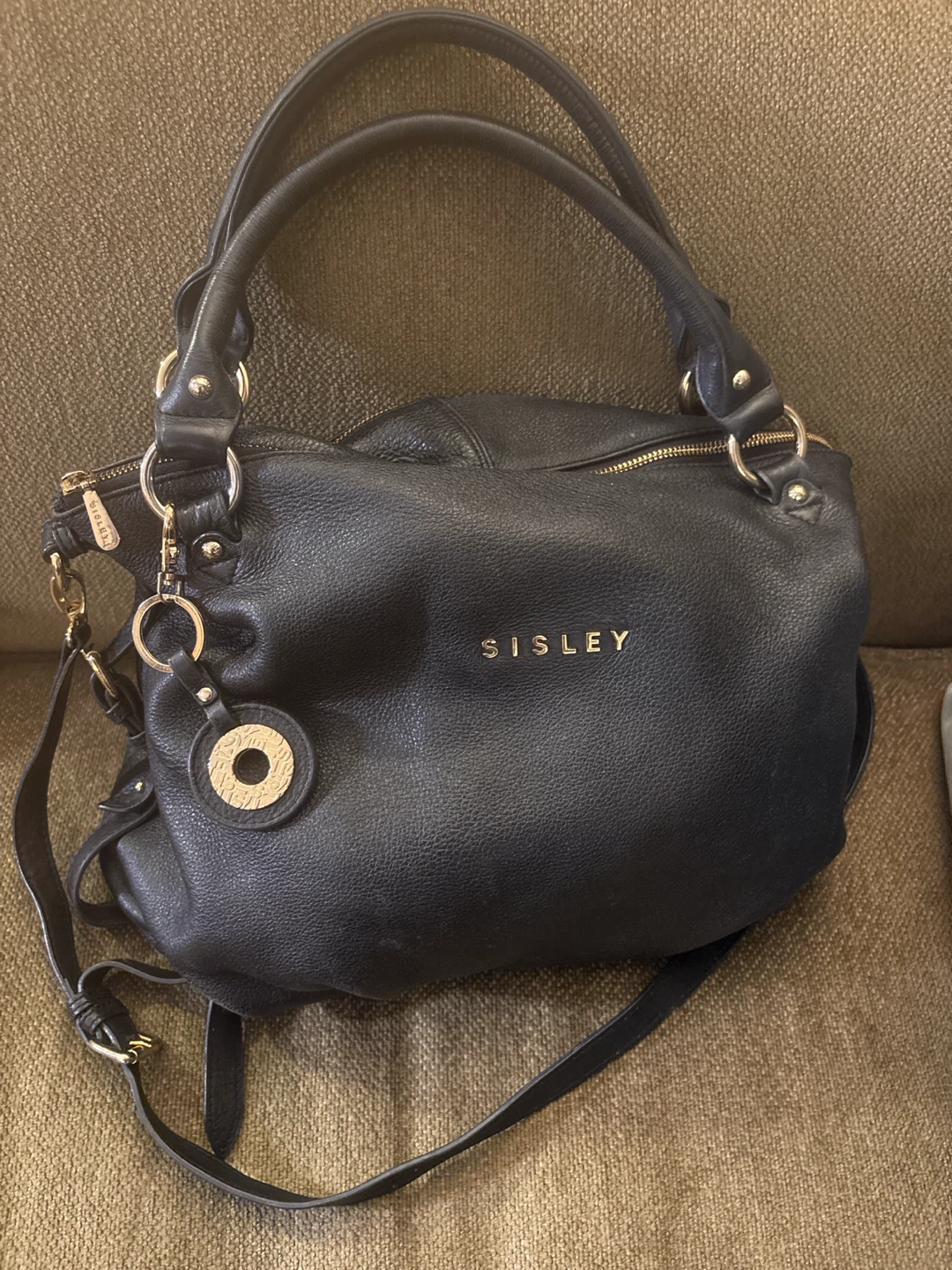 Sisley Black Leather Handbag