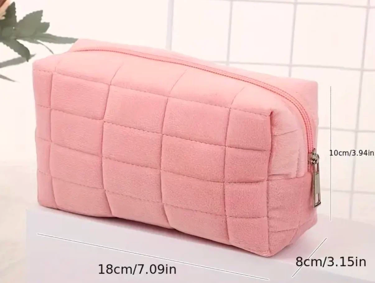 Plush Blue Makeup Bag with Zipper - photo 4