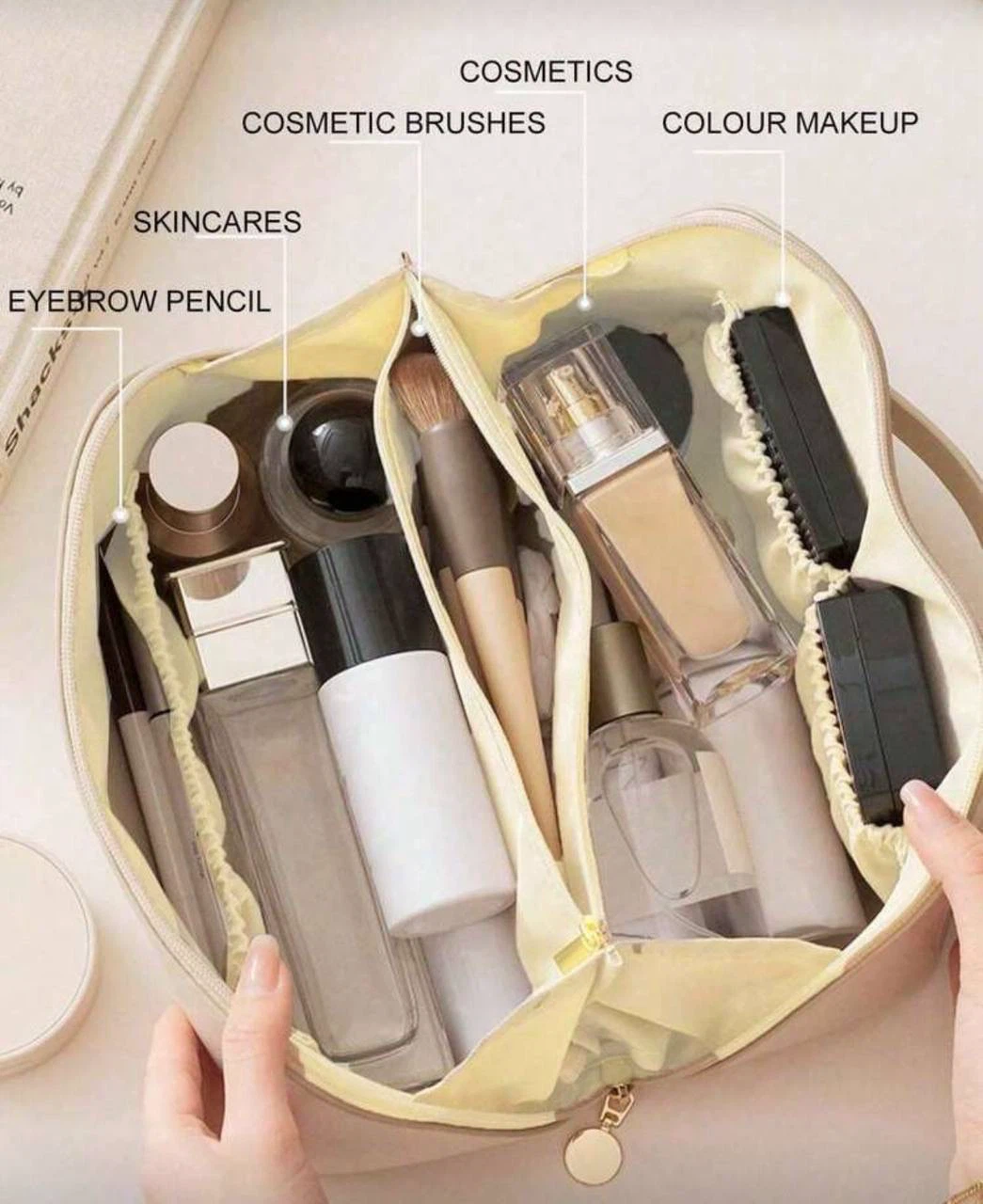 Large Makeup Bag / Travel Cosmetic Organizer (White) - photo 2