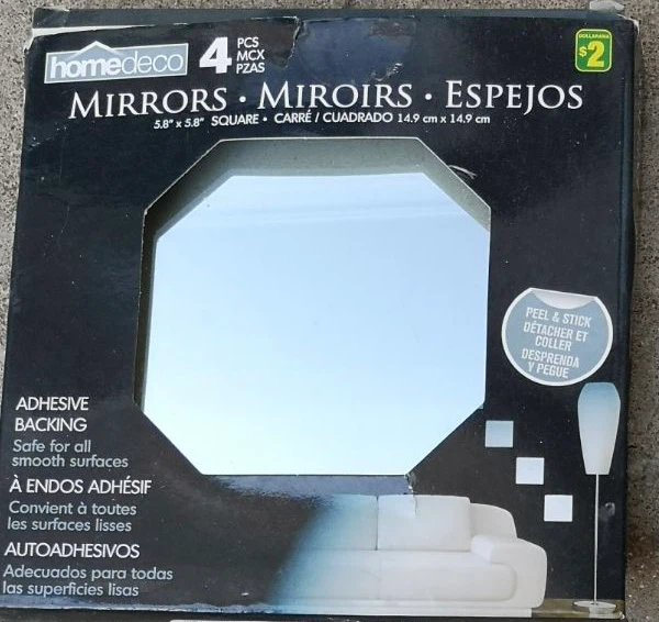 Homedeo 4 Piece Square Peel & Stick Mirrors