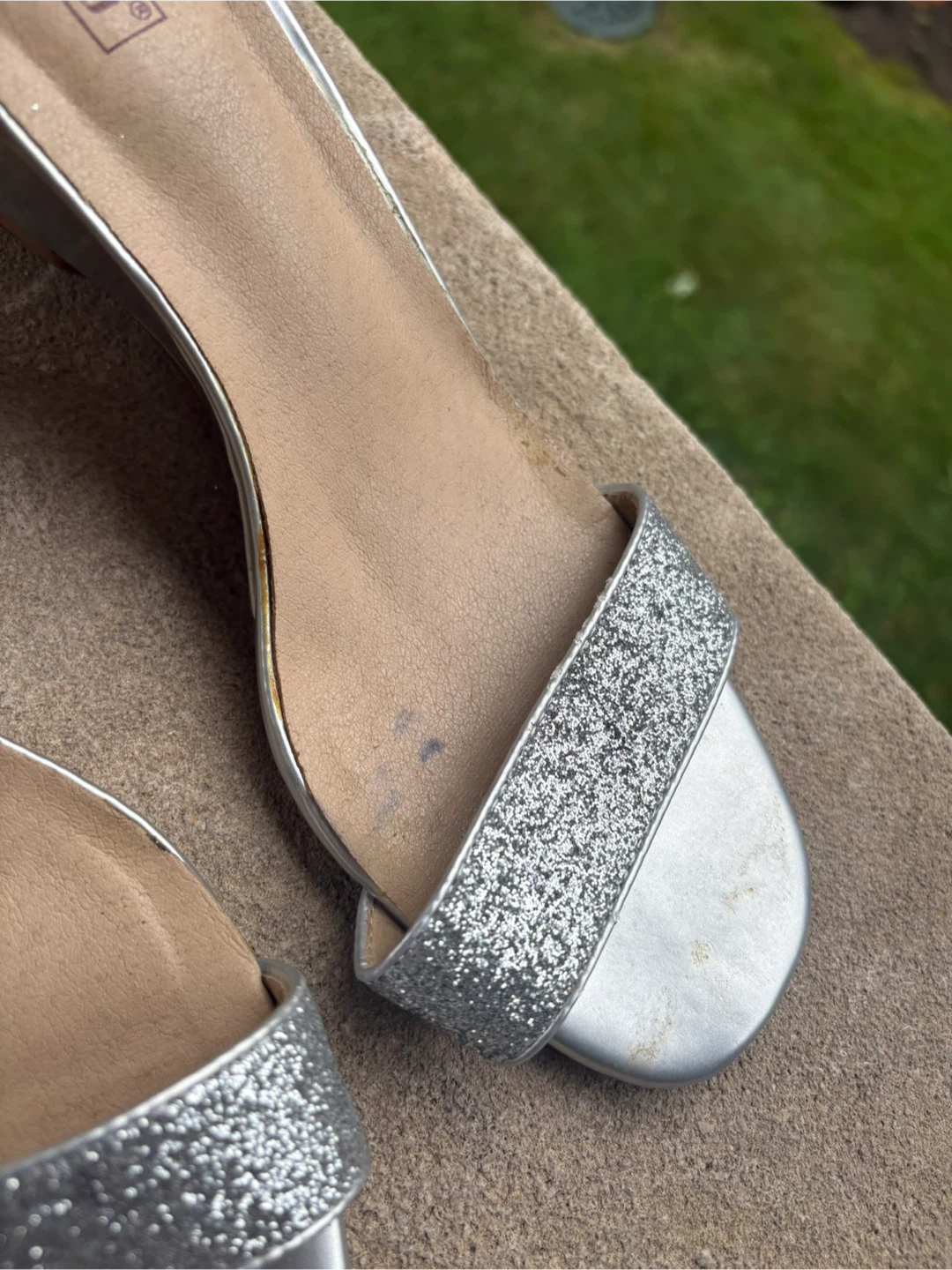 Silver Glitter Wedge Heels With Ankle Strap - photo 4