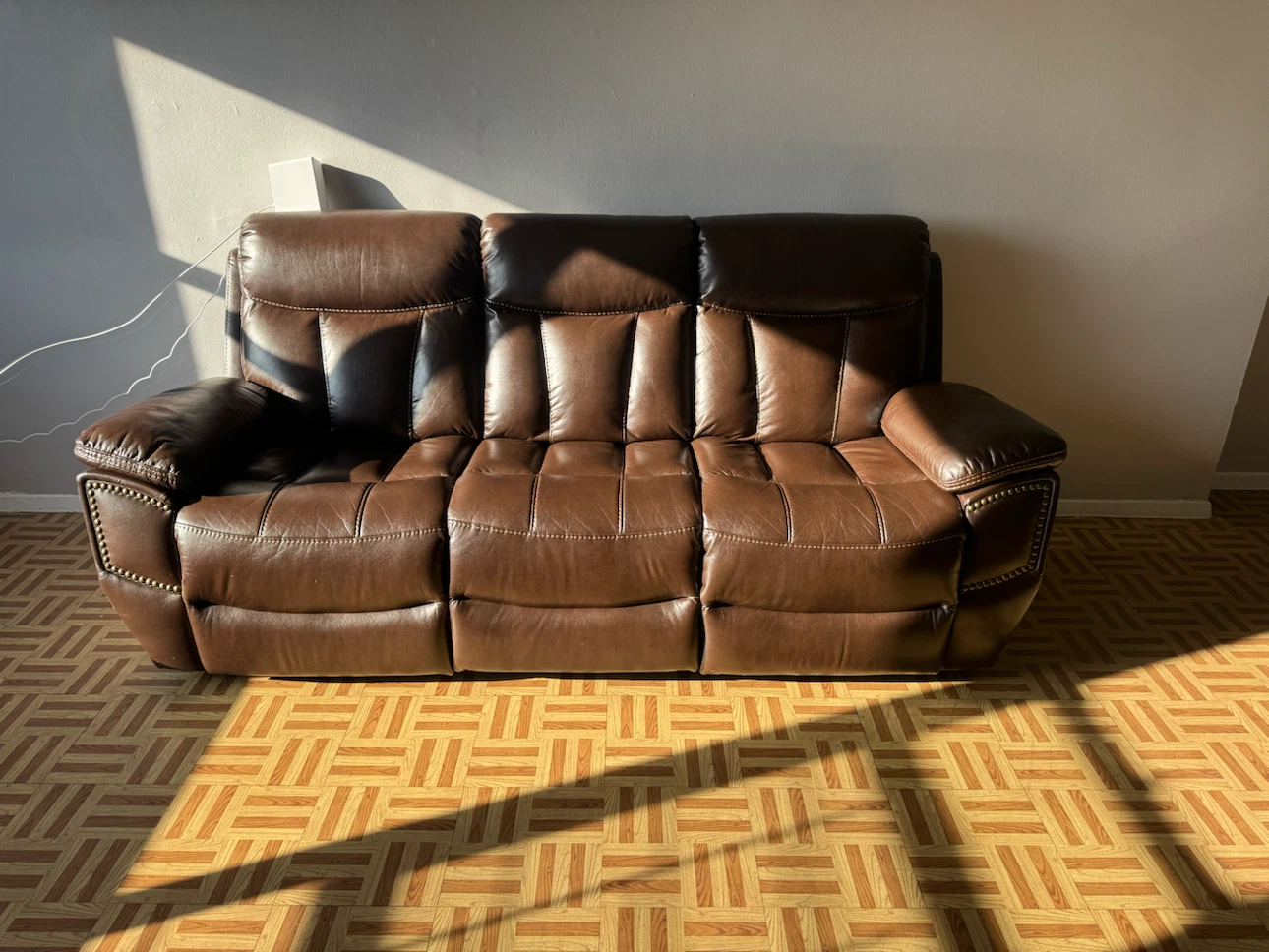 Brown Faux Leather 3-Seater Reclining Sofa - photo 3