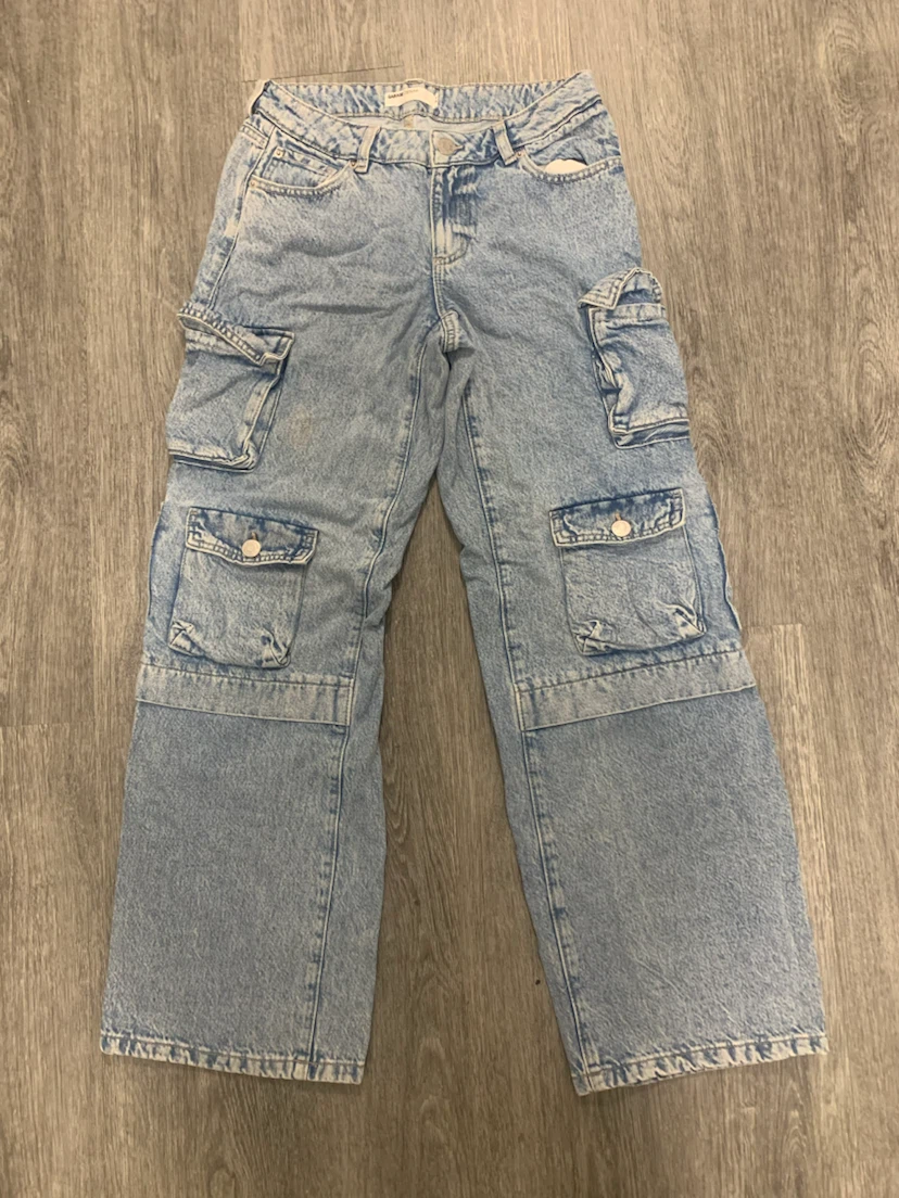 GARAGE DENIM Light Wash Cargo Jeans