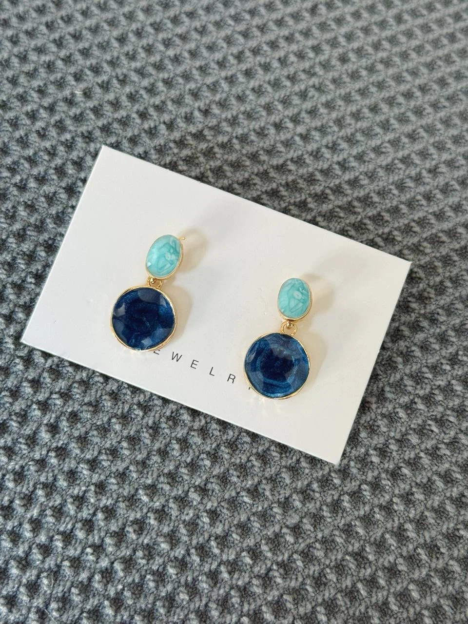 Blue marble drop earrings