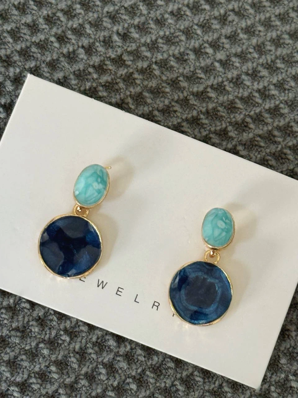 Blue marble drop earrings - photo 2