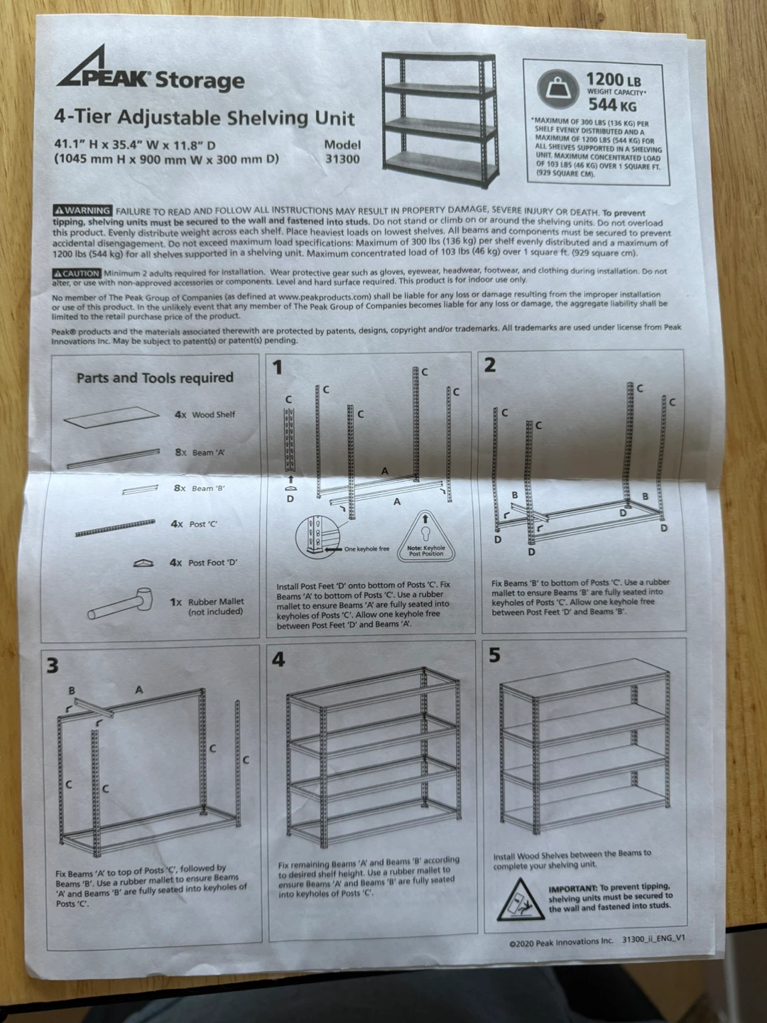 PEAK Storage 4-Tier Adjustable Shelving Unit - photo 2