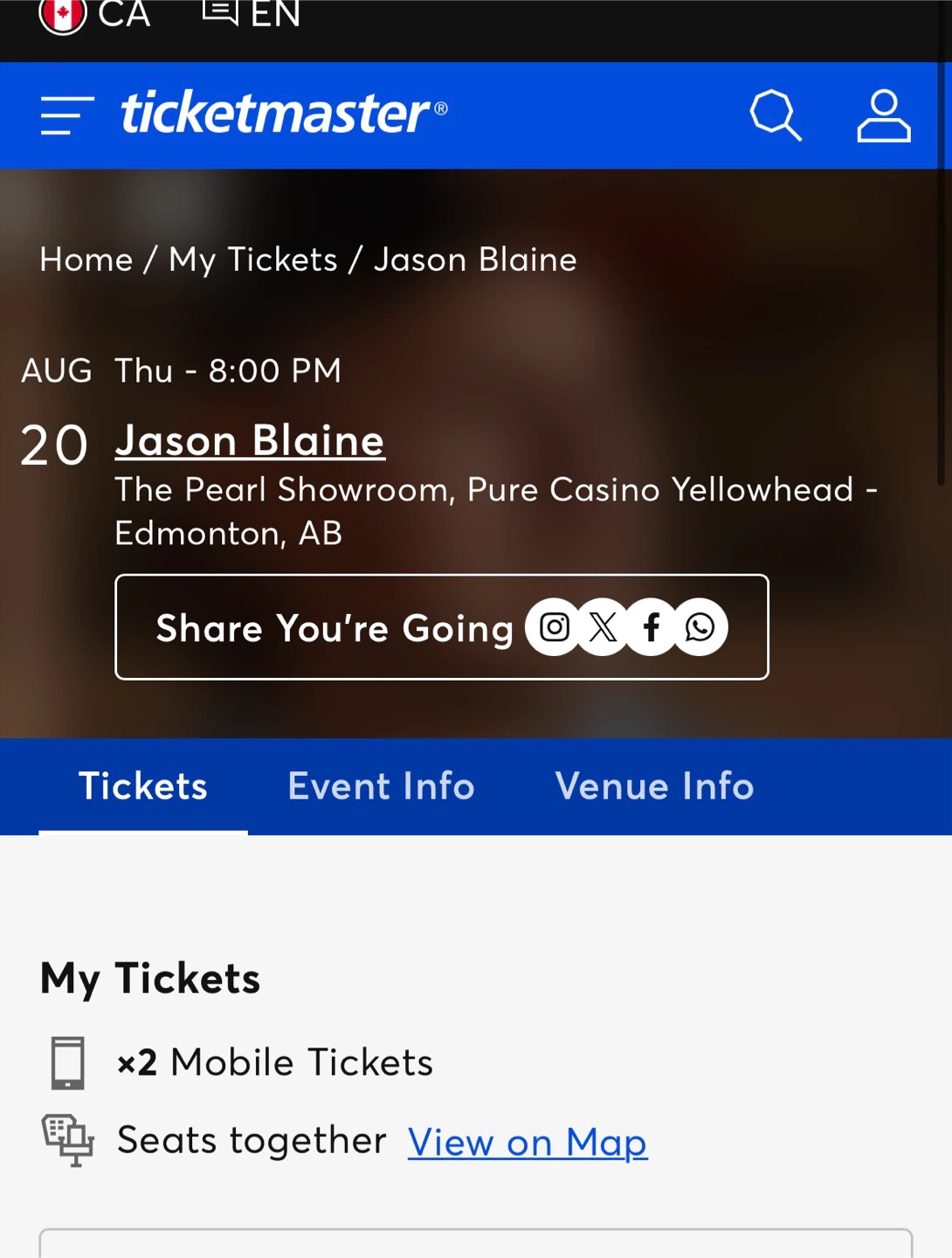 Jason Blaine - Aug 20, 2026 m57 row 1 seat 1&2 - photo 2