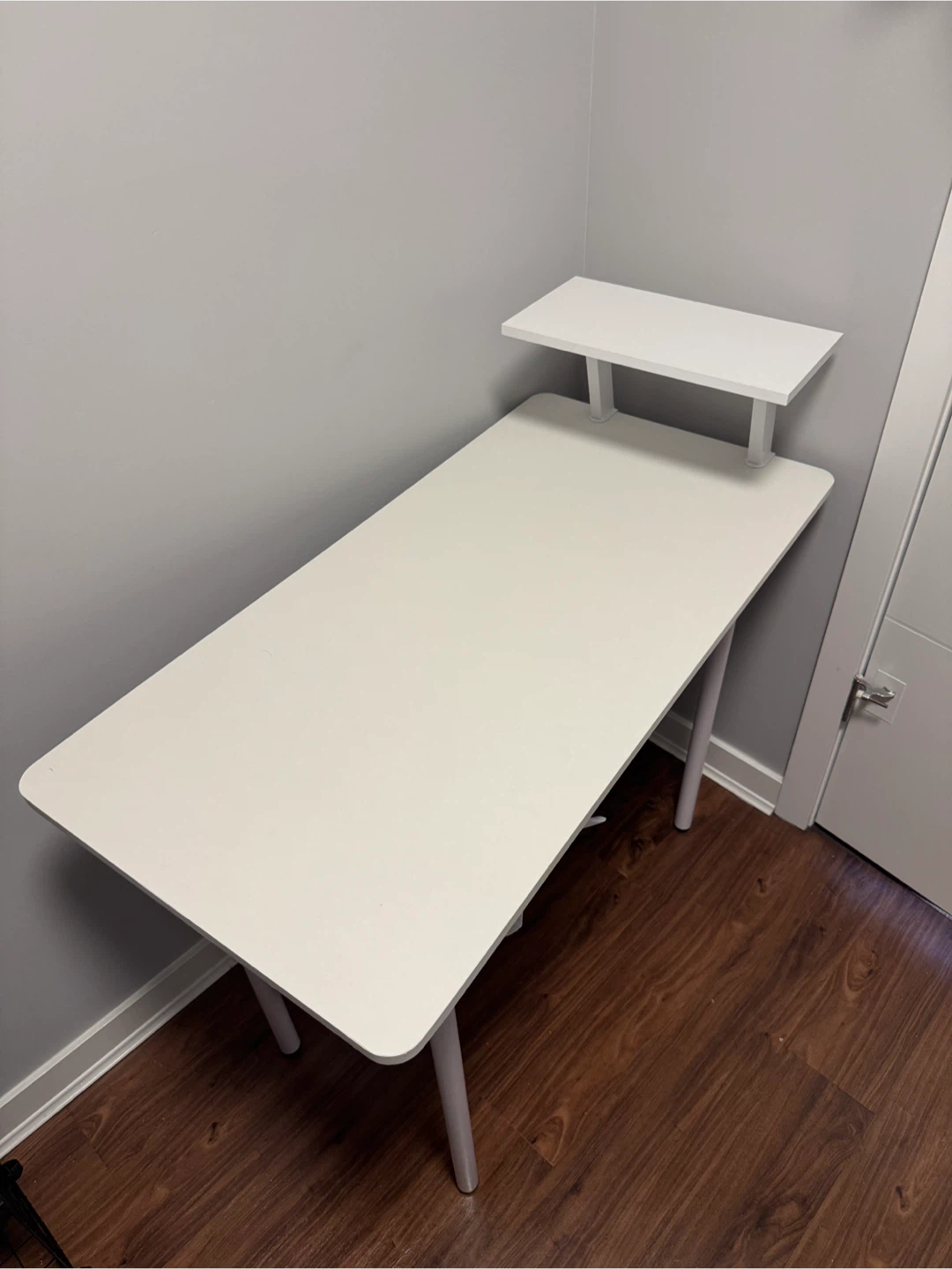 White Desk with Monitor Riser