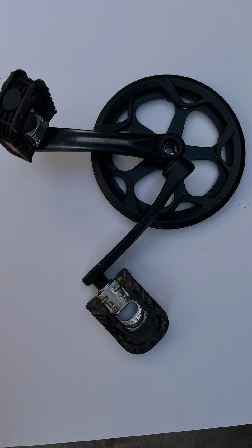 Black Bicycle Crankset with Pedals