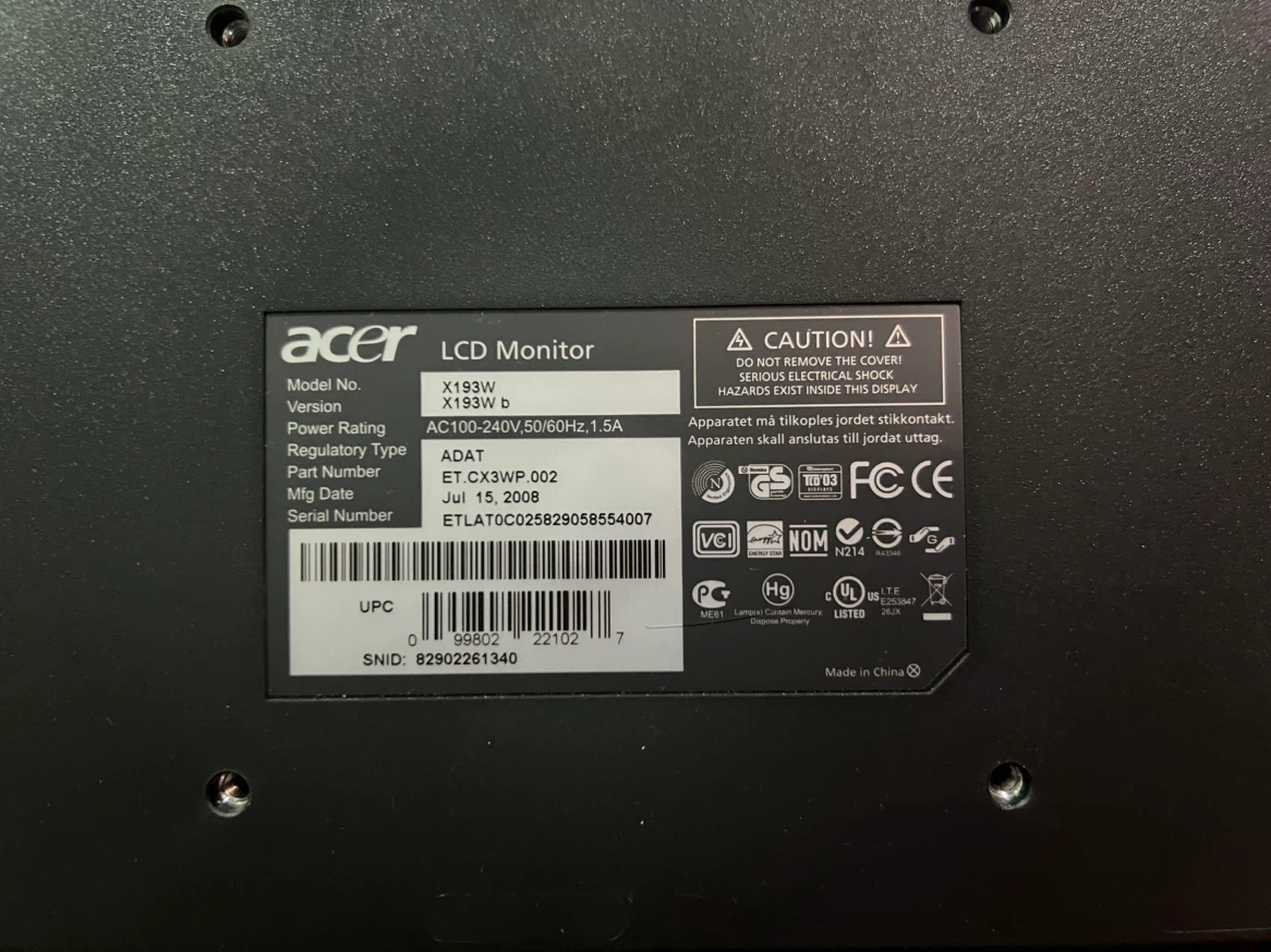 Acer X193W LCD Monitor - photo 3