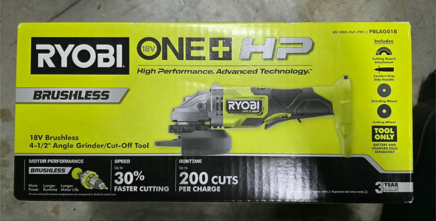 Ryobi ONE+ HP 18V Brushless 4-1/2" Angle Grinder/Cut-Off Tool