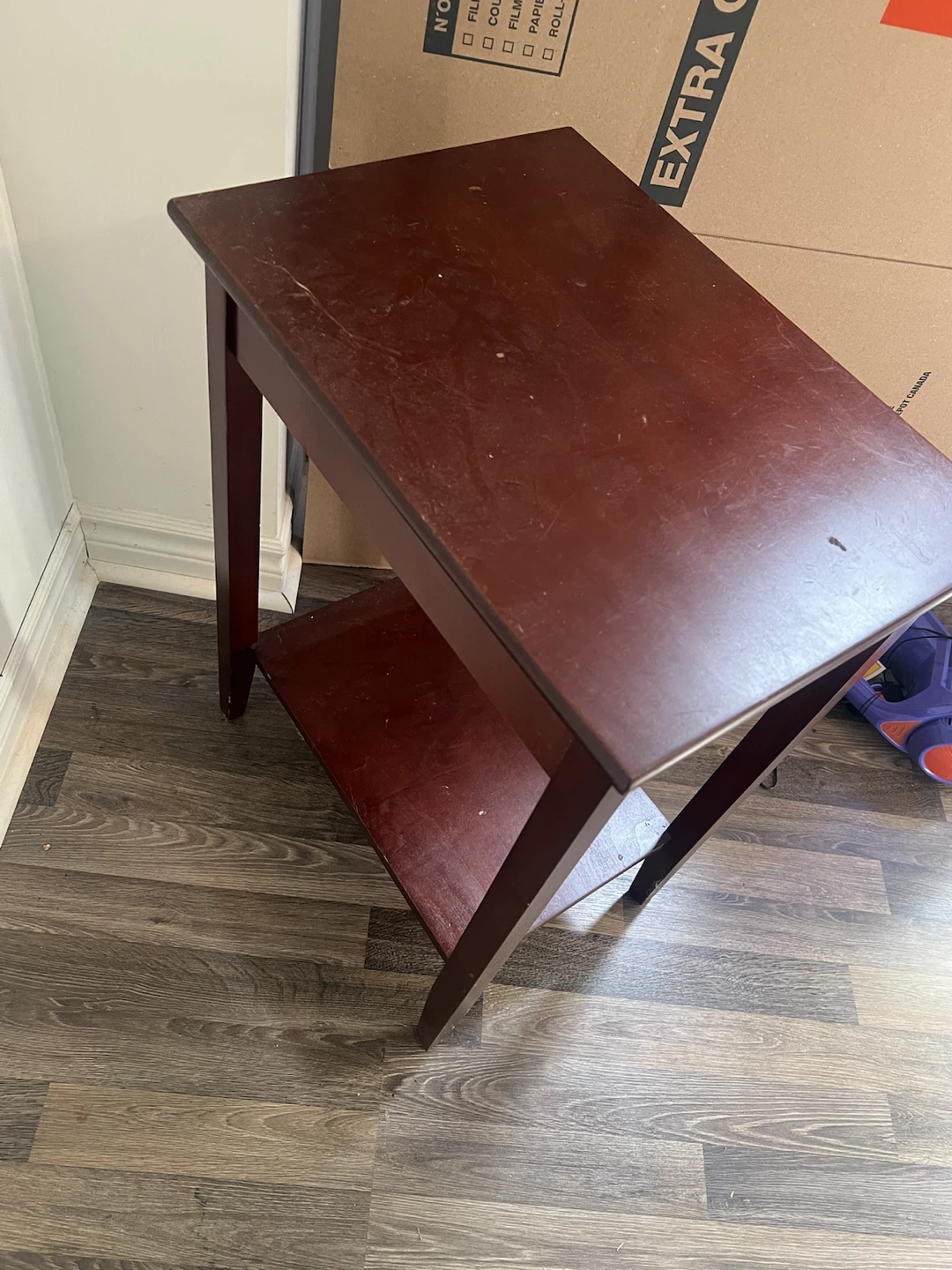 Dark wood side table with drawer - photo 2