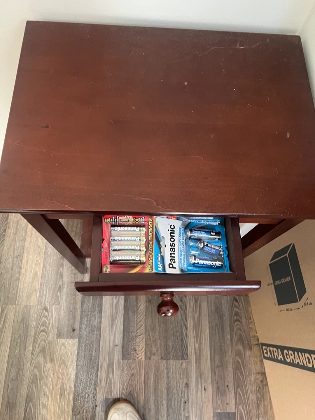 Dark wood side table with drawer - photo 3