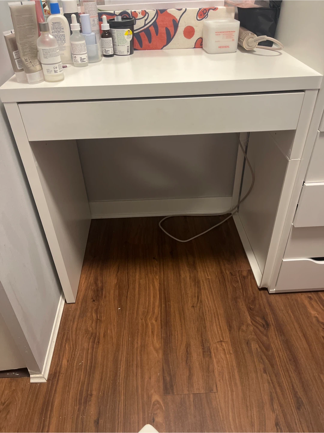 White Vanity Desk with Drawer