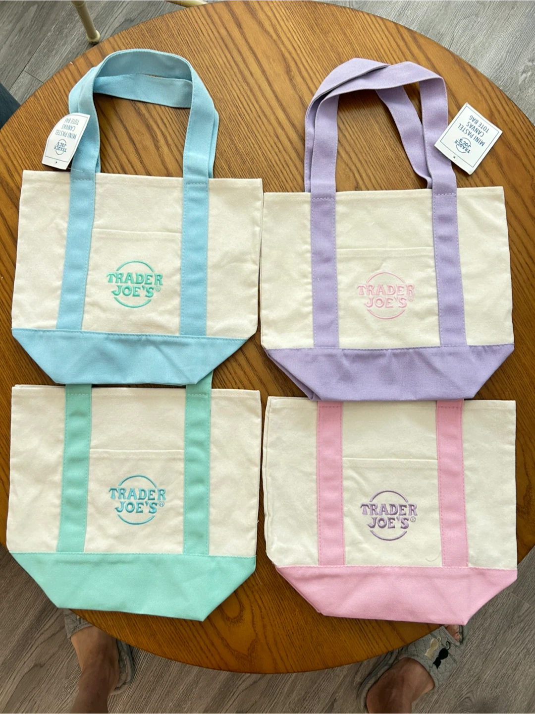 Trader Joe's Mini Pastel Canvas Tote Bags