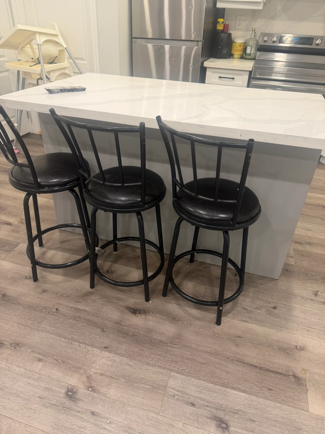 Set of 3 Black Bar Stools