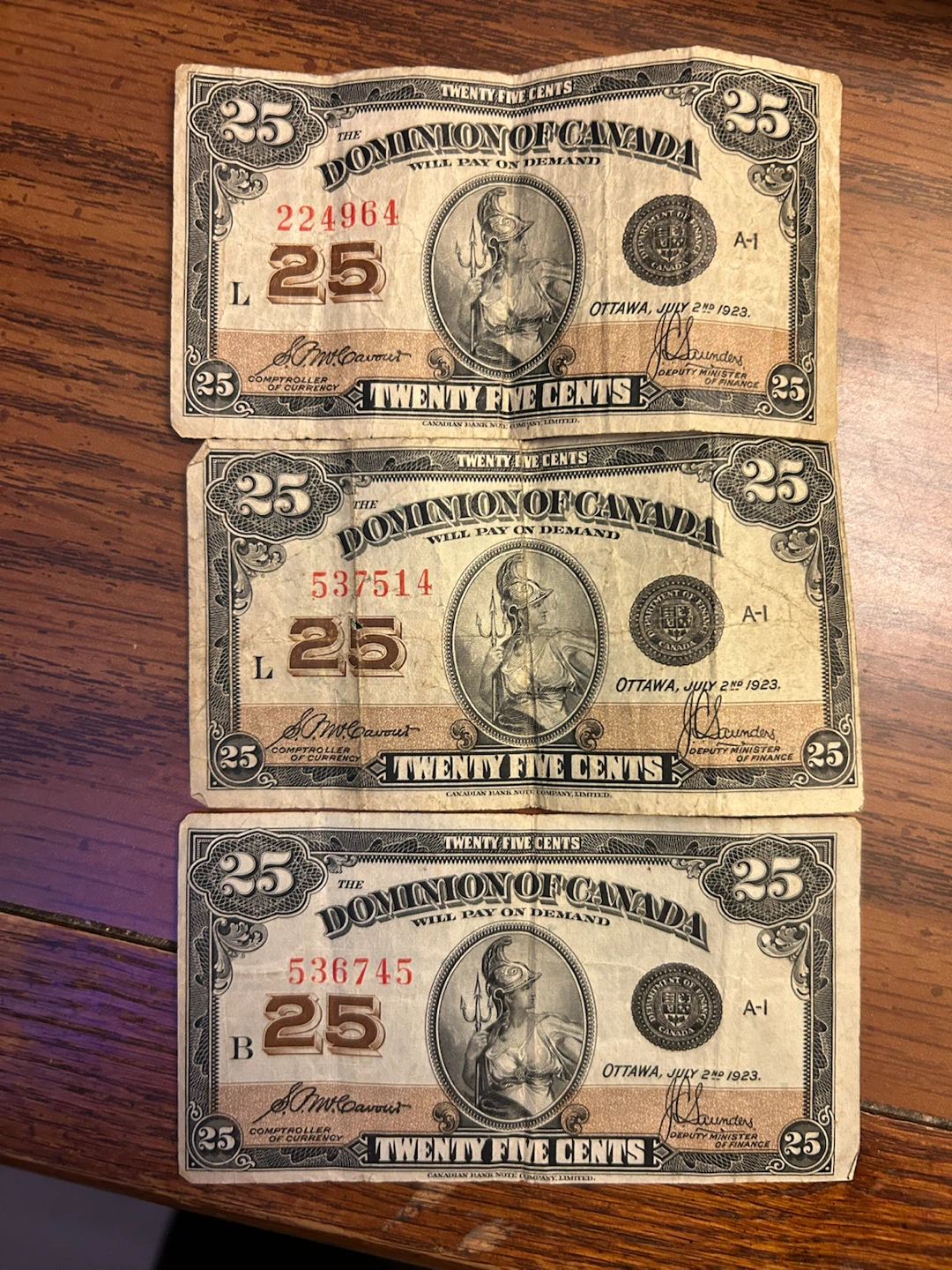 $180 Dominion of Canada 25-cent note (“Shinplaster”)