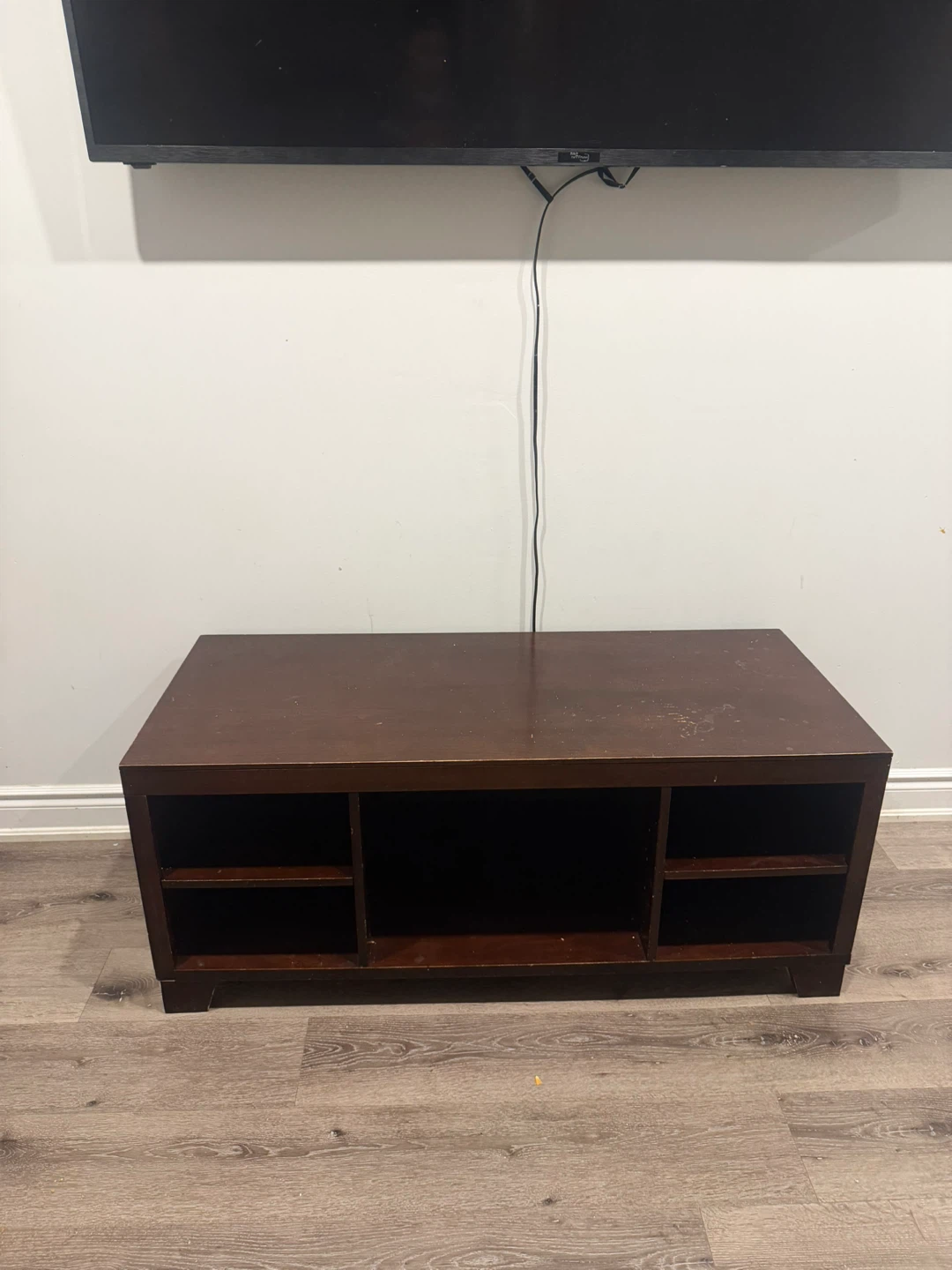 Dark Brown Media Console with Shelves
